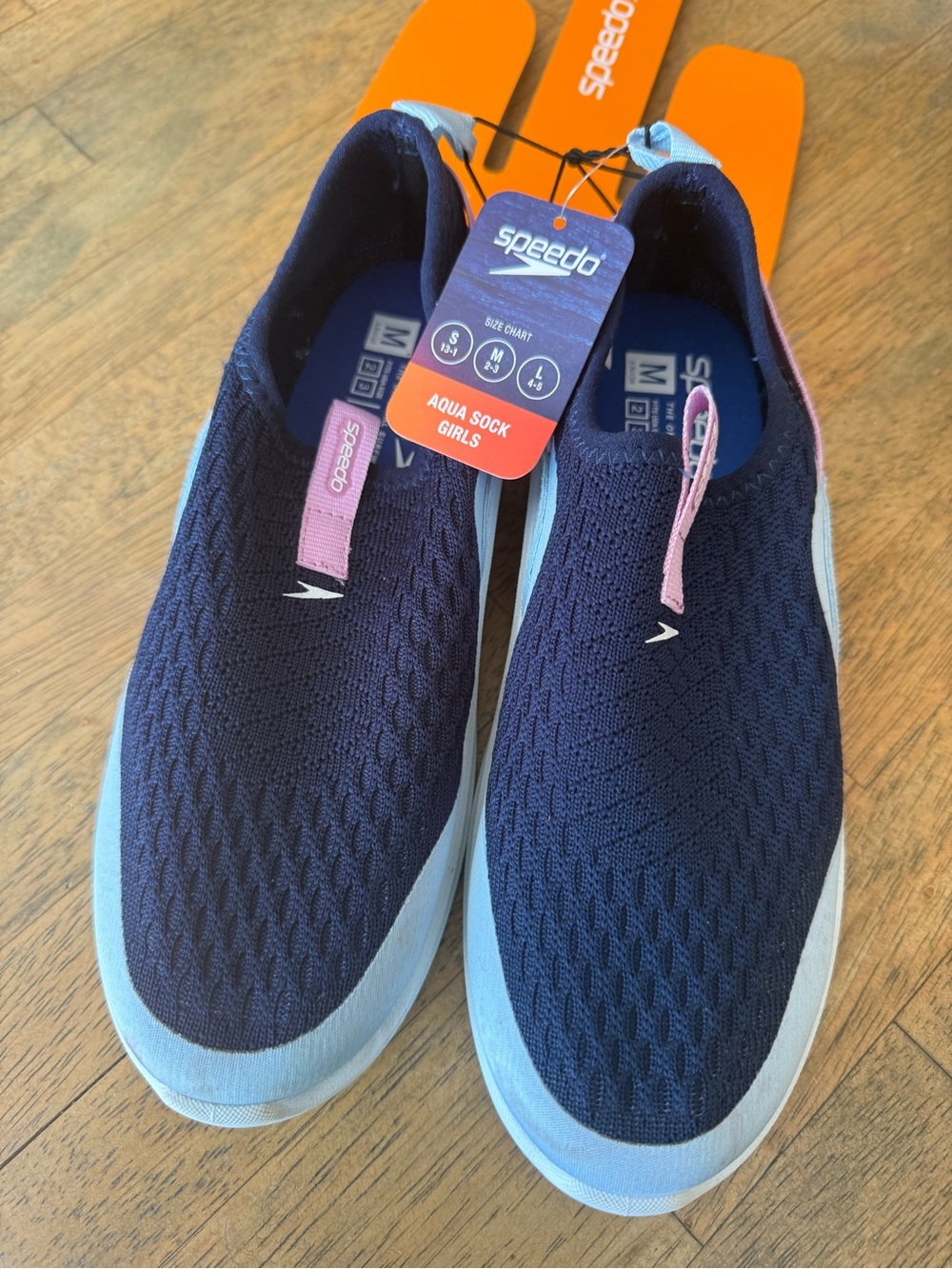 Speedo Navy Blue Slip-On Aqua Sock Water Shoe with Pink Accent